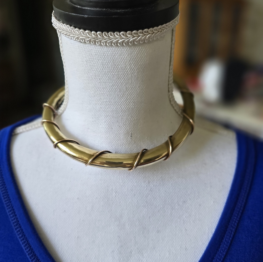 Vintage brass choker necklace